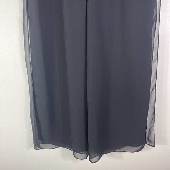 Black Sheer Chiffon Wide Leg Palazzo Pants 8 Flowing Boho Dressy Evening Resort - Picture 4 of 12